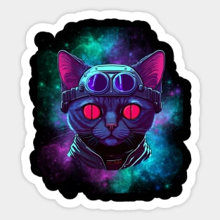 galaxy cat pilot space kitten Sticker